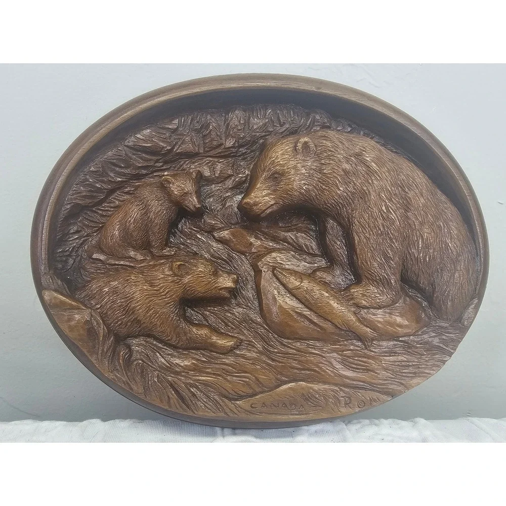 Vintage karl Rothammer Bear Family Wall Plaque Black Forest style 1970s